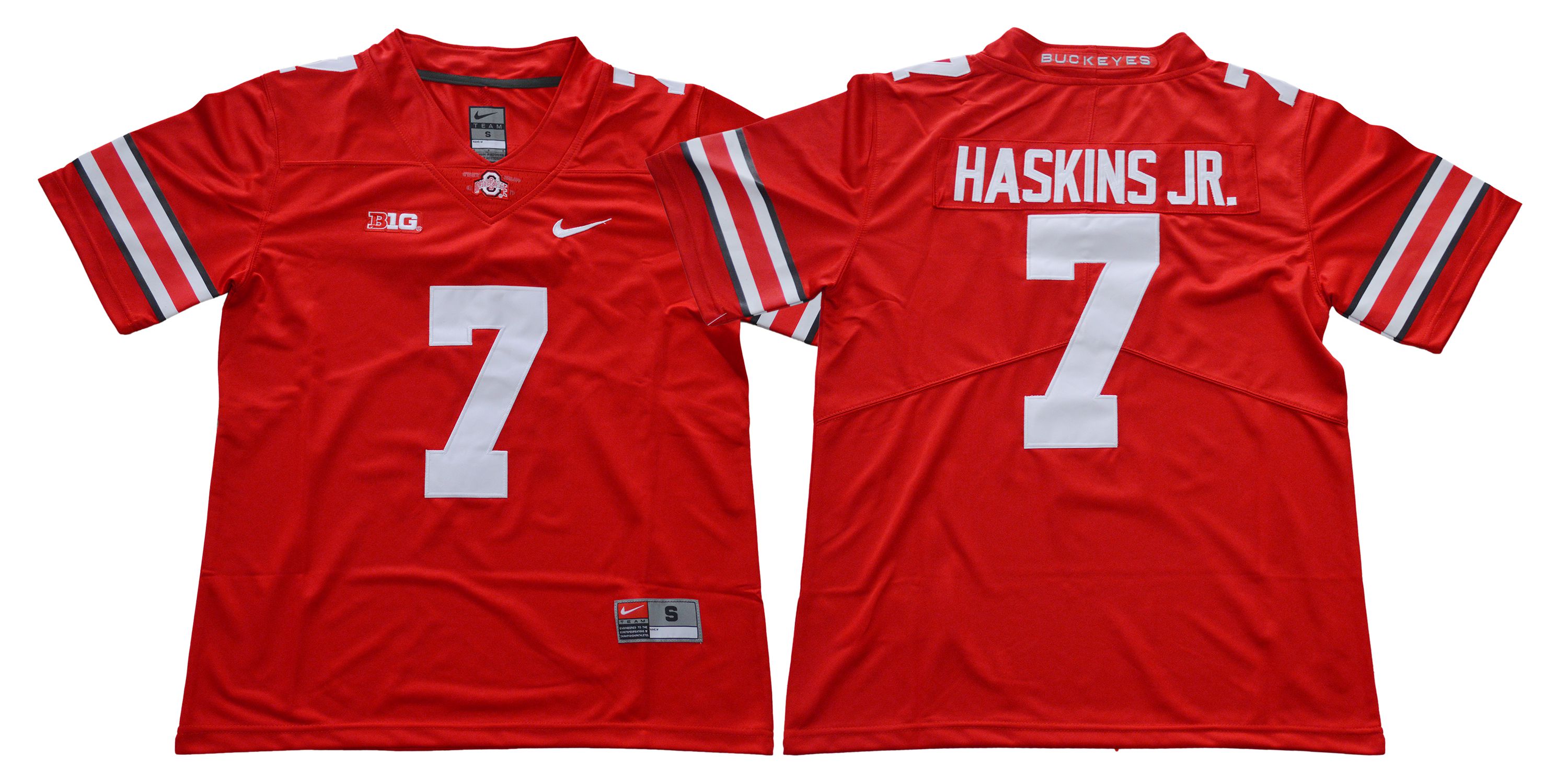 Men Ohio State Buckeyes #7 Haskins jr Red Nike NCAA Jerseys->->NCAA Jersey